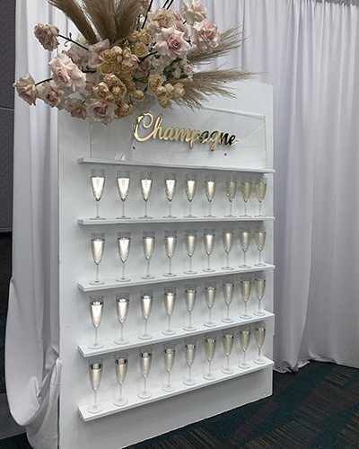 #1 Champagne Wall Rentals Toronto | Champagne Shelves, Champagne Glass ...
